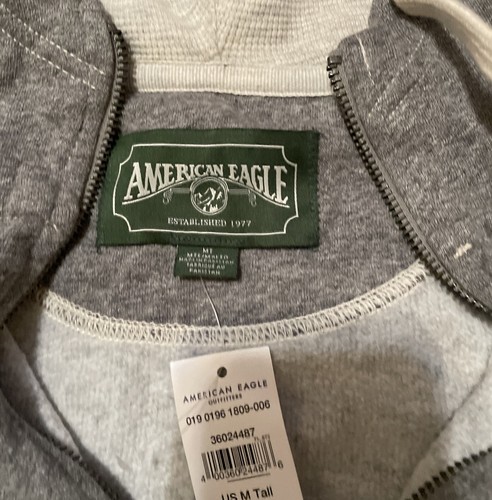 american eagle grey hoodie full zipper Size Medium Tall - Picture 4 of 8