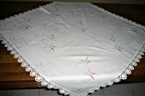 Super centrotavola damascato 106 cm / 106 cm fatto a mano ottimo shabby chic - Foto 9 di 12
