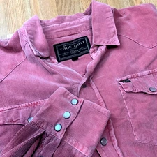 True Grit Mens Size XXL Corduroy Salmon Western Pearl Snap Shirt Cowboy