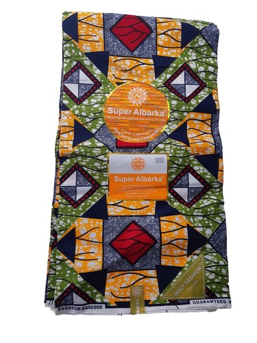 6 Yards / 5,48 Meter garantiert afrikanischer Stoff mit Wachsdruck und Design - Bild 5 von 7