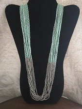 Zad Light Blue And Silver Beaded Necklace