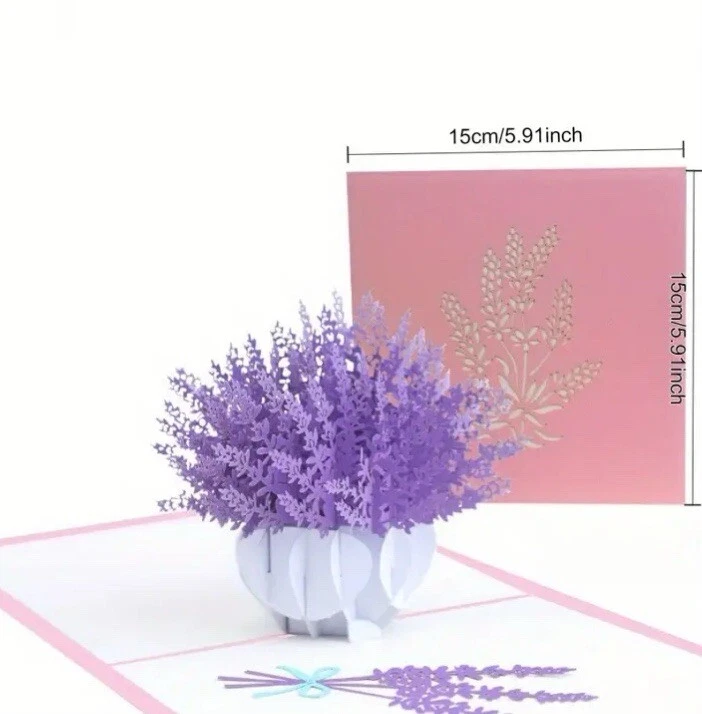 3D Pop Up Easter Flower Lavender Mother’s Day Card Valentines Day Gifts Floral - Image 2 of 2