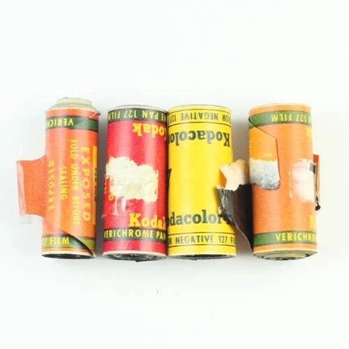 Lot of 4 EMPTY Vintage Kodak - 127 Roll Film Backing Paper ONLY For Respooling