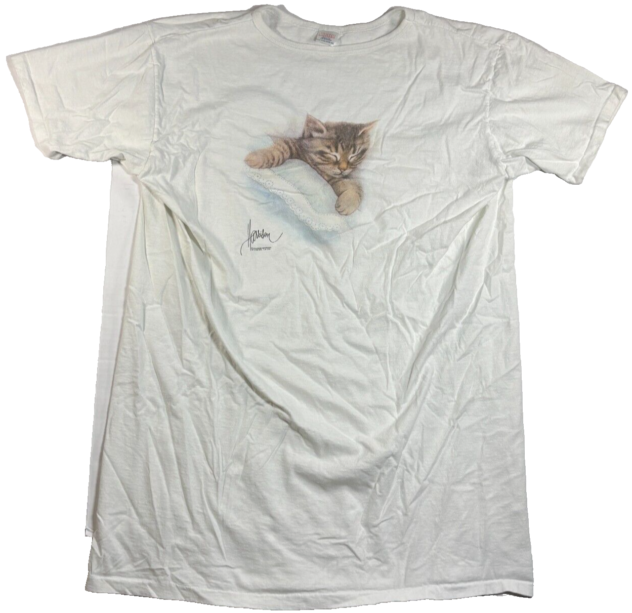 Vintage Bob Harrison Cat Sleep Shirt Sleepy Kitten Cozy Long Crewneck Tee OSFA