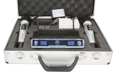 Boytone BT-48UM 100 Channels Dual UHF Digital Wireless Microphone System +Case