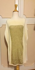 PHILOSOPHY REPUBLIC KNIT SWEATER TUNIC DRESS~M~LORD &TAYLOR~METALLIC GOLD~NWT$98