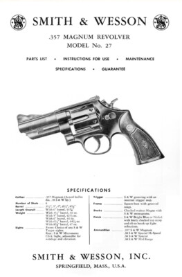 Smith & Wesson 27 .375 Magnum Instruction Manual On USB (READ DESCRIPTION!!!)