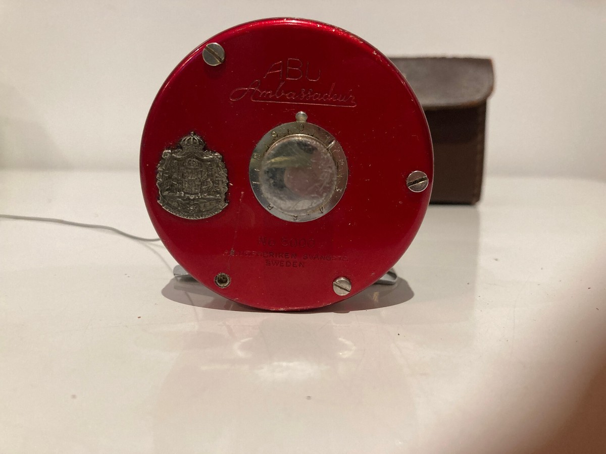 Vintage Abu Ambassadeur 5000 Red Fishing Reel & Case Early Vintage Abu Ambassadeur 5000 Red Fishing Reel & Case Early