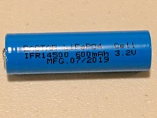 2 pc 600mAh 14500 3.2v AA LiFePO4 Rechargeable Solar Light Battery  MFG 06/2022