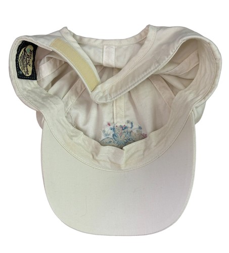 Cappellino baseball donna Tommy Bahama bianco ricamato fiore di loto regolabile - Foto 8 di 9