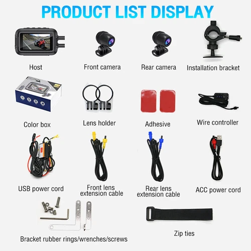 Motorcycle Camera 1080P WIFI GPS DVR Handlebar Fixing 3" Motorbike DVR Dash Cam - Picture 17 of 18