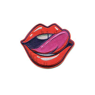 Sexy And Seductive Red Licking Lips Embroidered Iron On Patch DIY Applique