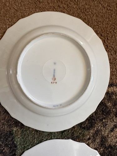 6 antike KPM Speiseteller florales Design mit vergoldeter Zeptermarke, selten! - Bild 11 von 20