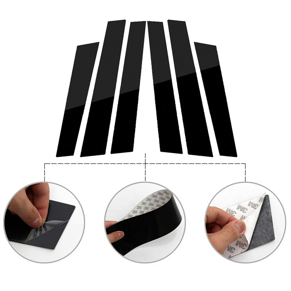 Комплект из 6 черных стоек оконных стоек отделки дверей фортепиано для Honda CRV 2007-2011 - Изображение 3 из 4