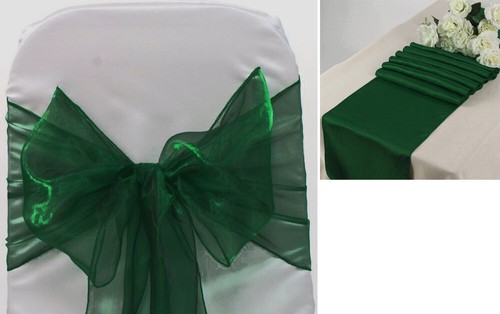 Organza Stuhl Flügel Schleife + Satin Tischläufer Hochzeit Party Dekoration - KOSTENLOSER VERSAND - Bild 17 von 34