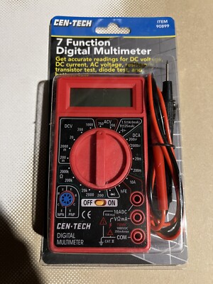 4 x CEN-TECH 7 Function Digital Multimeter with Leads - Item 90899