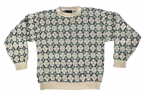 VTG Croft & Barrow Sweater Men’s Large Y2K Geometric Crew Neck