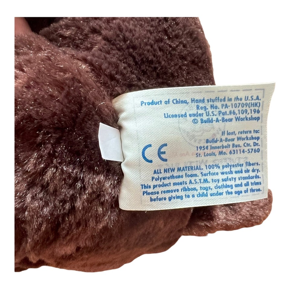 Build A Bear Puppy Dog Plush Dark Brown Stuffed Animal White Spot Eye