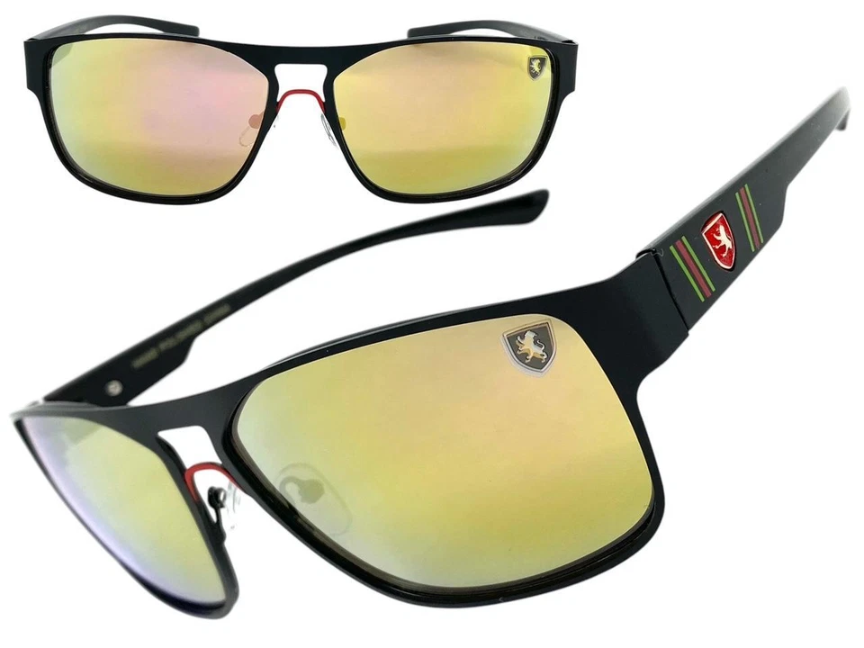 Gafas de sol contemporáneas elegantes modernas deportivas de moda estilo motociclista lentes doradas para hombre Foto 2 de 4
