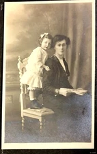 RPPC_058 Real Photo Postcard Seated Mother and Standing Daughter