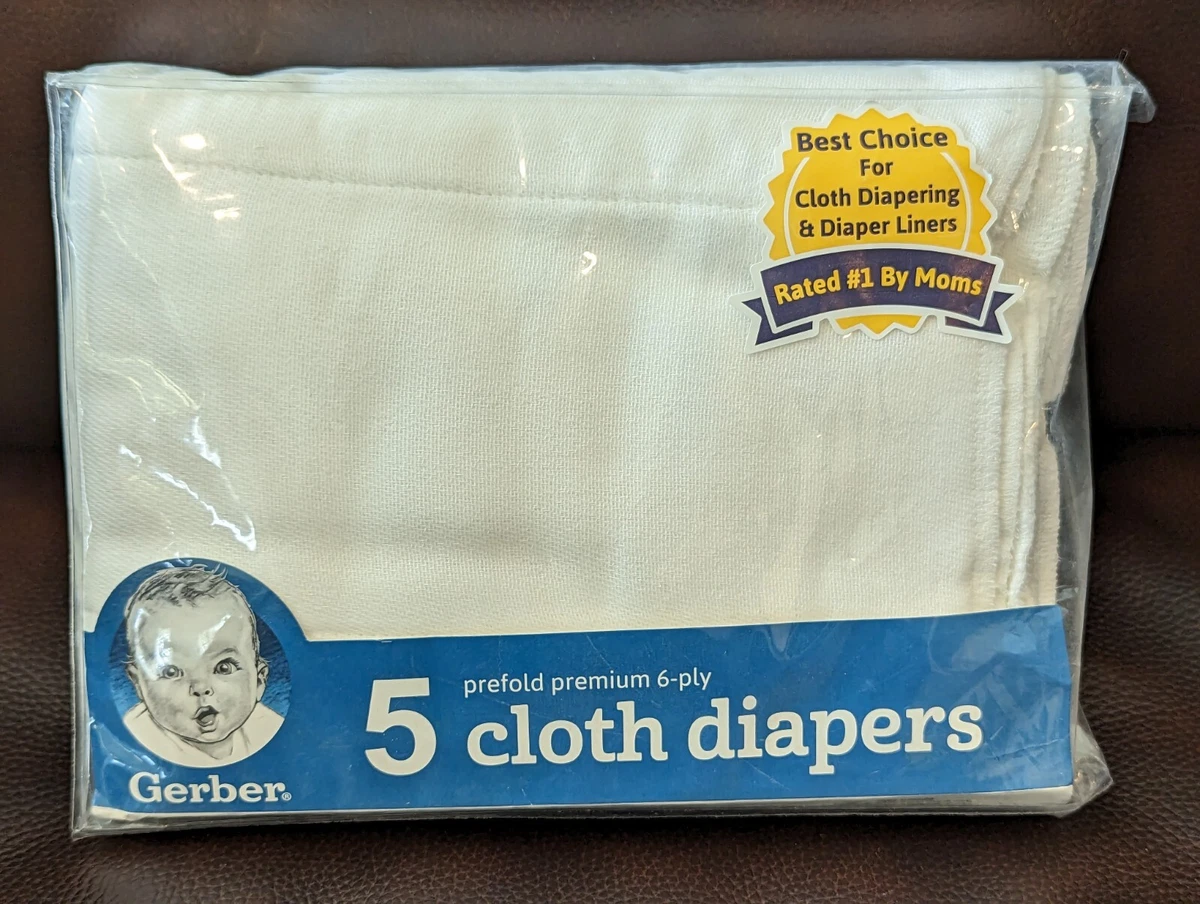 GERBER 5 Pack Cloth Diapers Prefold Premium Cotton FREE SHIPPING