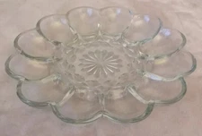 Vintage Anchor Hocking Fairfield Clear Glass Deviled Egg Server Platter Tray 10"