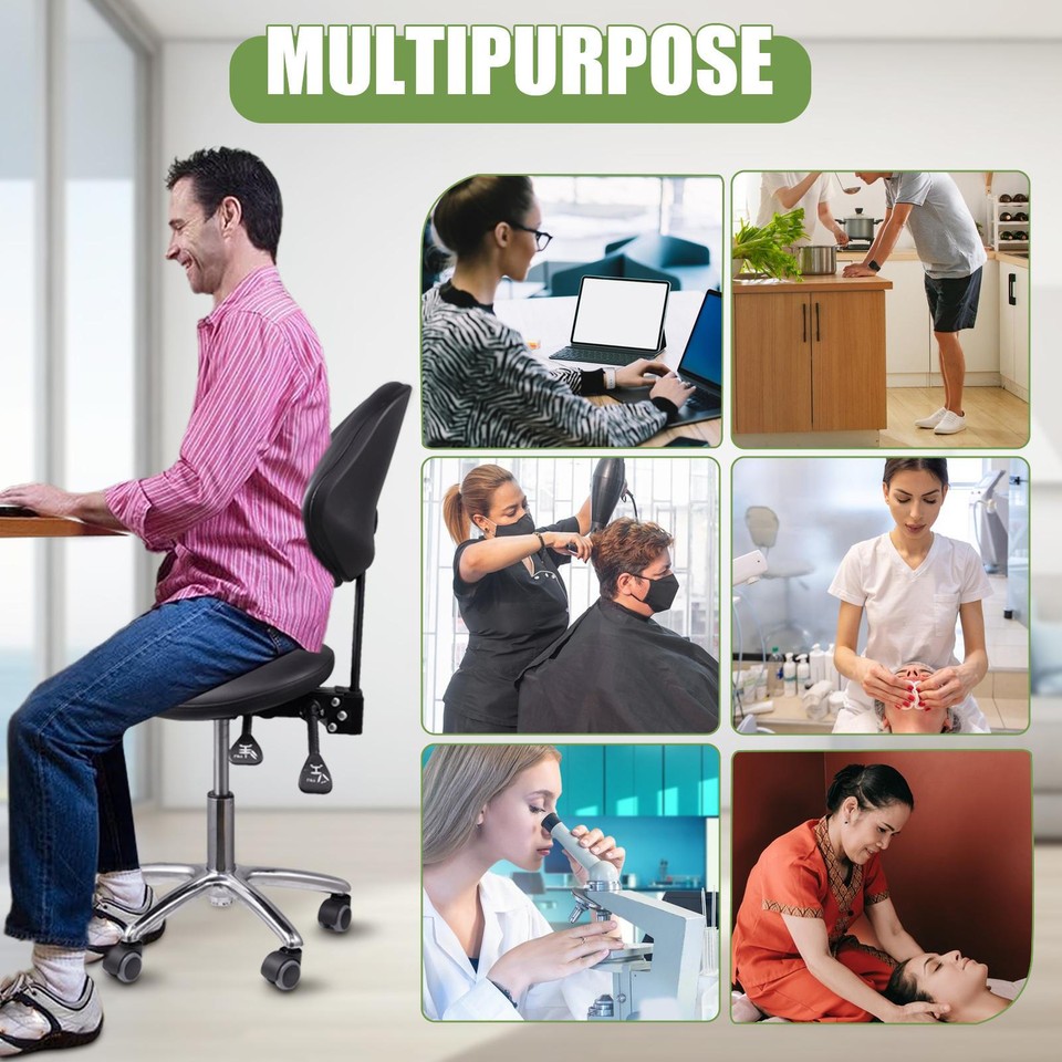 Black Saddle Stool Chair Ergonomic Esthetician Chair With Back Support Innate eBay