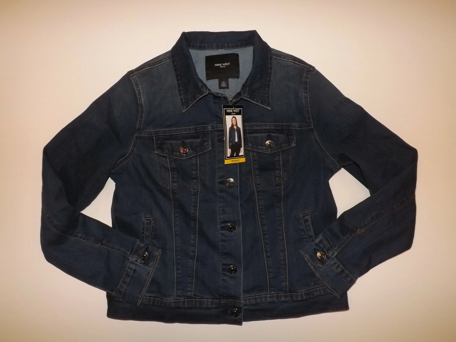 NINE WEST Fleetwood Sarah Blue Denim Jean Jacket Coat M NWT Womens