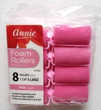 Annie Pink Foam Hair Rollers X-LARGE 1-1/4"