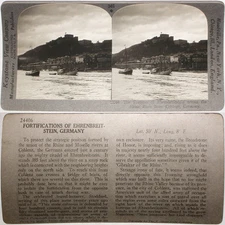 Keystone Stereoview Fortress of Ehrenbreitstein, Germany Rare 1200 Set #346 T1