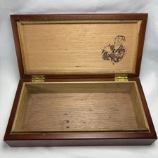 George Burns Cigar Box Solid Wood Lined Hinged Lid Keepsake Cigars Vintage