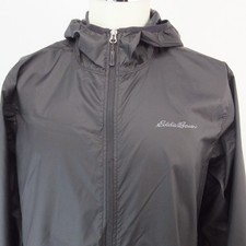 Eddie Bauer Black Packable Shell Jacket Windbreaker Full Zip Men's Size Large