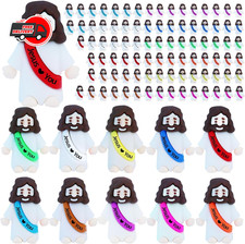 100 Pcs Little Jesus Figures Mini Rubber Jesus Toys Jesus Love You Mix 10 Color