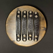 Duty Belt Keeper Basketweave Leather Chrome Double Snaps 7.25   Lot of 4 