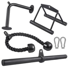 Workout Cable Machine Attachment Set LAT Pulldown Tricep Rope VBar Handle