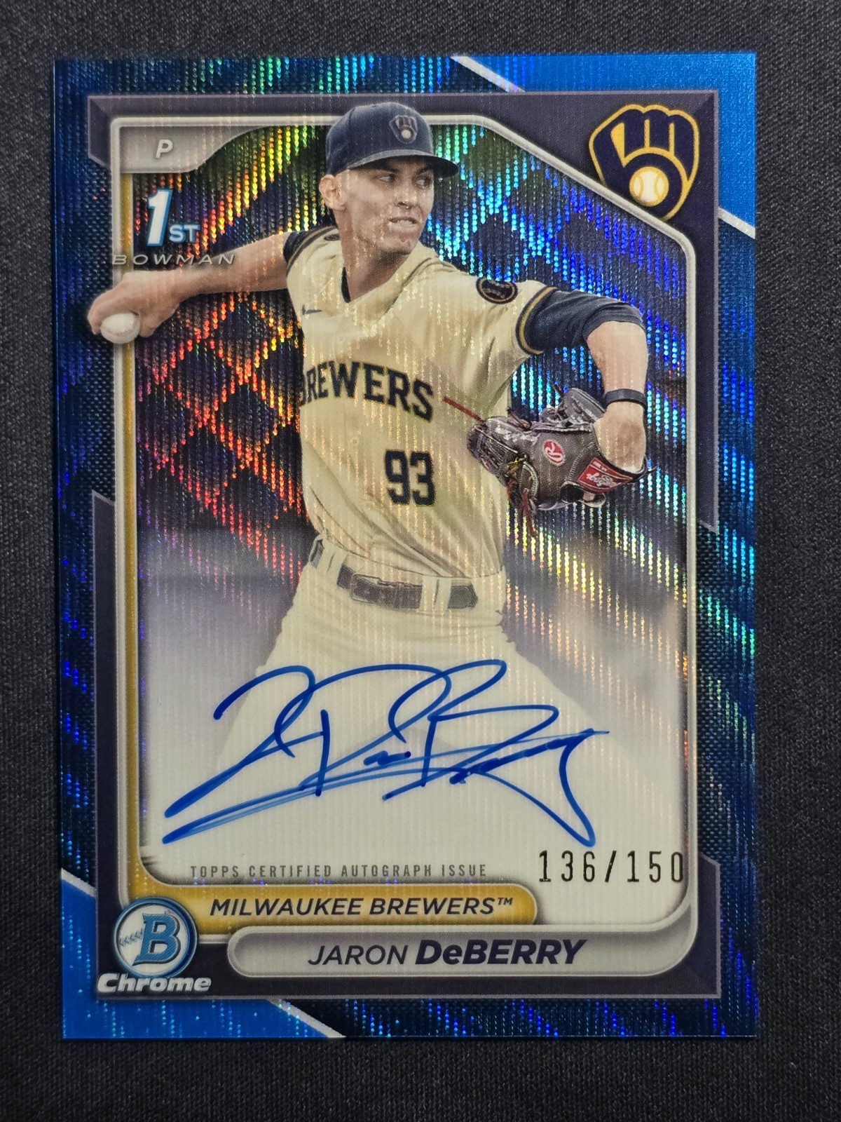 2024 BOWMAN DRAFT CHROME PROSPECT AUTO CPAJDE JARON DEBERRY BLUE WAVE 136/150