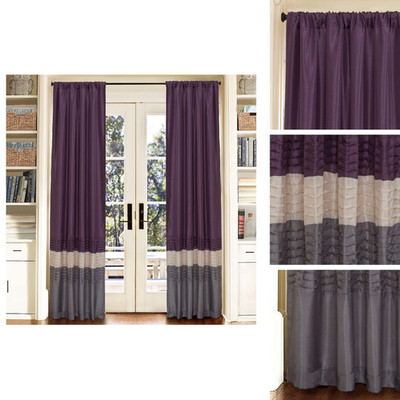 Lush Decor Mia Curtains Window Panels Drapes Color Block Stripe Set For Living