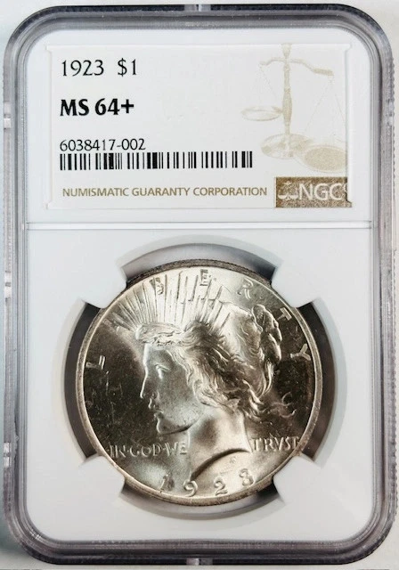 MS 64 Graded 1923 Year NGC Certified Peace Dollars (1921-1935) for