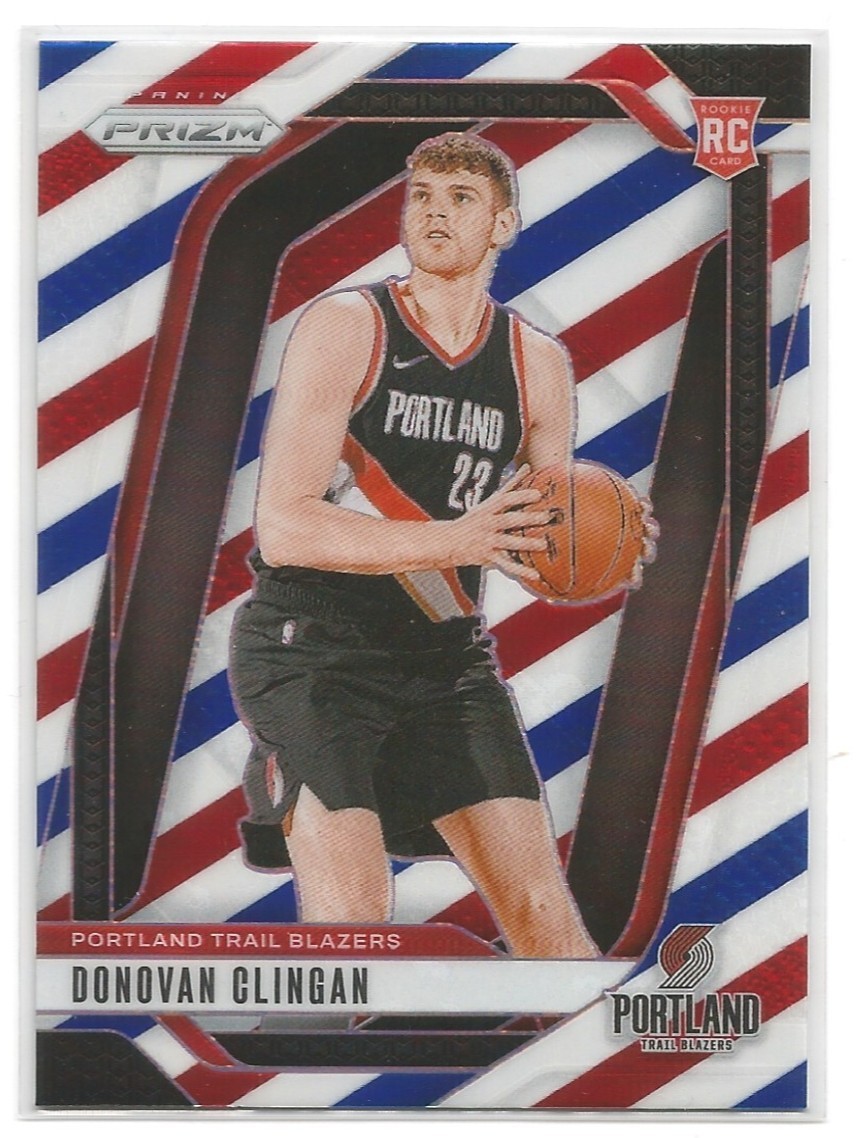 2024-25 Panini Prizm #221 Donovan Clingan Prizm Red White and Blue Rookie