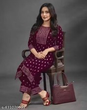 Readymade Rayon Kurta/kurti and Pant Set for Women's Party Festive Outfit Gift