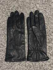 Fownes Women's Leather Black Outdoor Gloves Size 7 Vintage