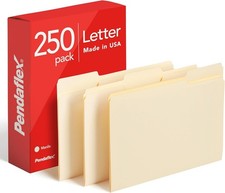 File Folders, Letter Size, 13 Cut, Manila, 250 per Box 752250 , 3 Tab Position