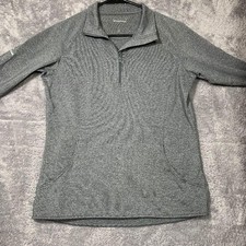 Sport-Tek Pullover Womens Small Gray 1/4 Zip Thumbhole Athletic Heathered Top