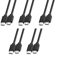 5 PCS 6 FT Black USBC to Micro USB Data Sync  Charging Cables Pack Set