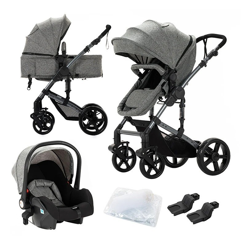 Car Seat Little One Easy Fold Stroller Multifunctional Baby Stroller 3-in-1  Car Seat Carrycot Combo, Grey
