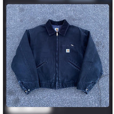 Carhartt Black Detroit Jacket Men's 2XL Short Zip Logo Made in USA