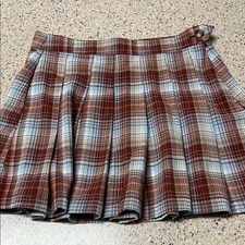 American Eagle Plaid Pleated Mini Skirt Preppy Y2K Light Academia
