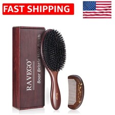 Eco-Friendly Boar Bristle Hair Brush with Beech Wood Handle - For All Hair Types