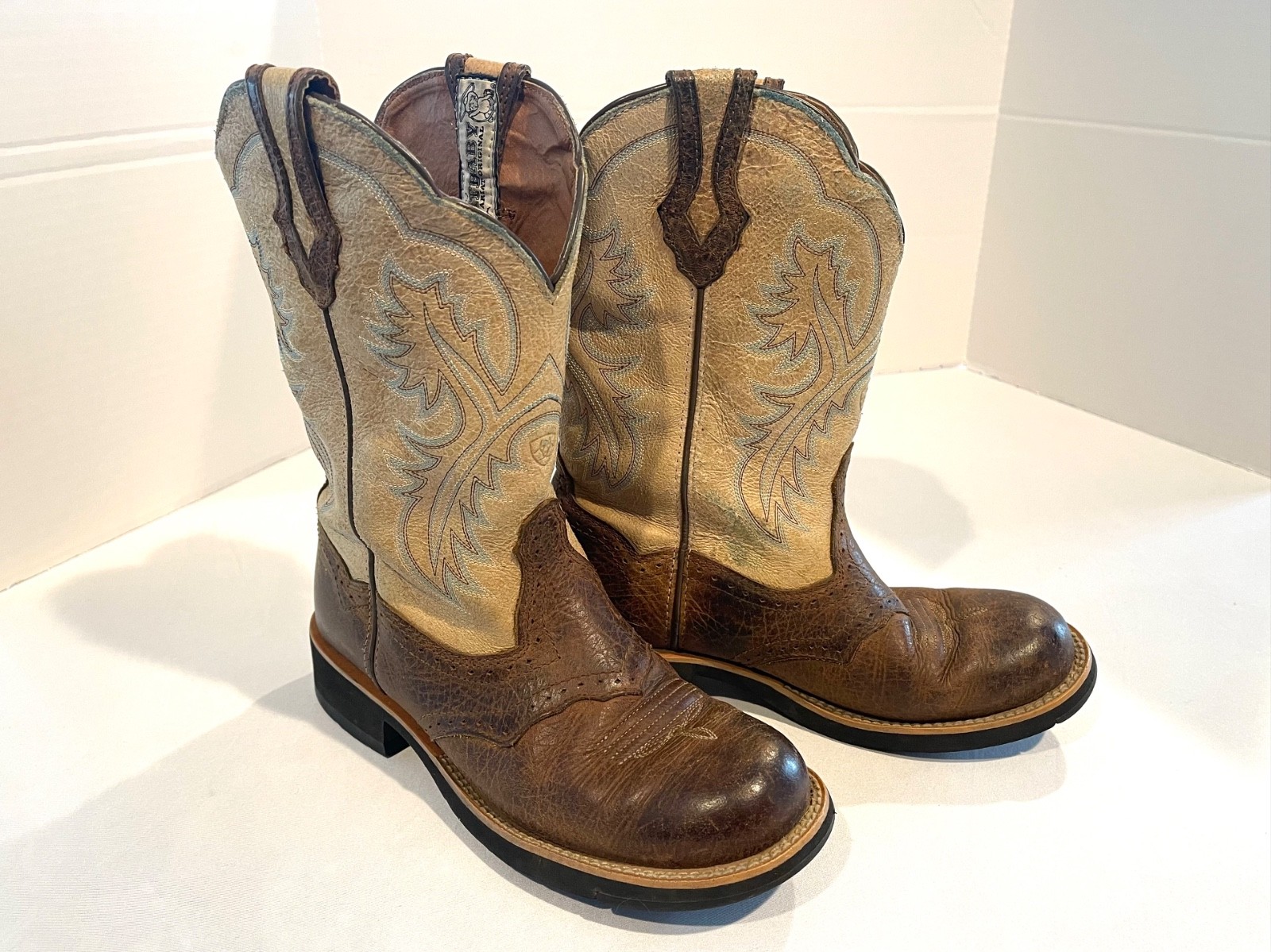Ariat Fatbaby Cowgirl Western Boots Women Size 8.5 B Brown Tan Leather 10005904