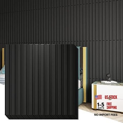  Slat Wall Panel, 3D Fluted Textured Panel 19.7 x 19.7in. 12 Square - Black